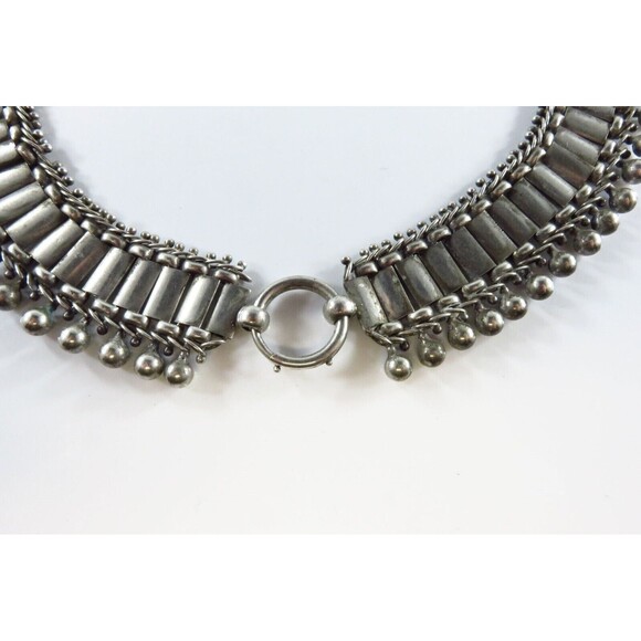 Antique Victorian Sterling Collar Book Chain Necklace Etched Links 17" Long - Picture 7 of 10